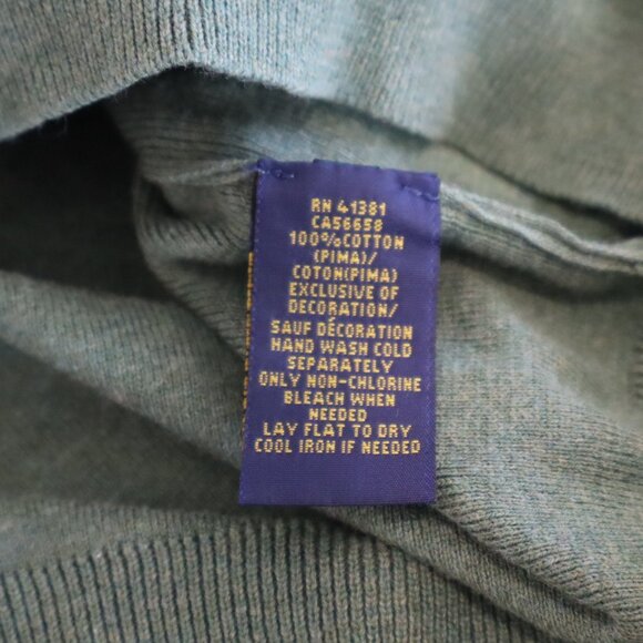 Polo Ralph Lauren Men's V-Neck 100% Pima Cotton Green Red Pony Size XL - Picture 5 of 8